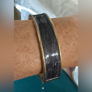 Gold and Black enamel Bangle Bracelet